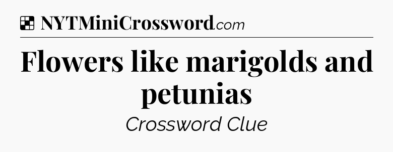 Solution: Flowers like marigolds and petunias - NYT Crossword