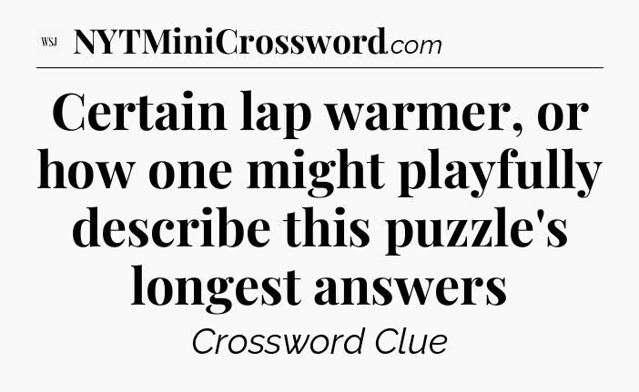 Certain lap warmer, or how one might playfully describe this puzzle's longest answers - WSJ Crossword