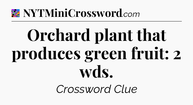 Orchard plant that produces green fruit: 2 wds Crossword Clue