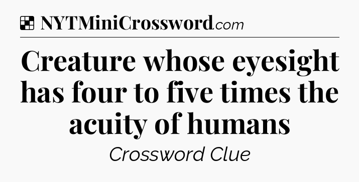 Solution: Creature whose eyesight has four to five times the acuity of humans - NYT Crossword