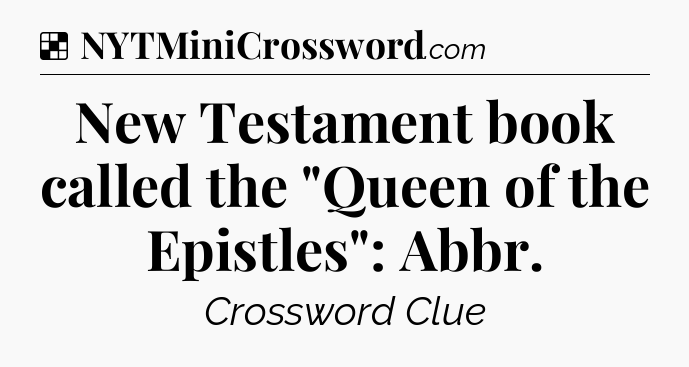 Solution: New Testament book called the 