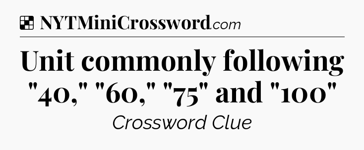 Solution: Unit commonly following 