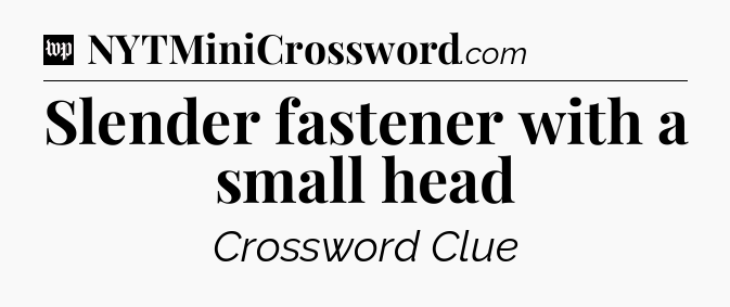 Slender fastener with a small head Crossword Clue
