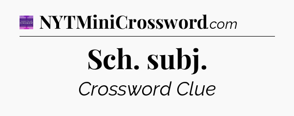 Sch. subj - Thomas Joseph Crossword