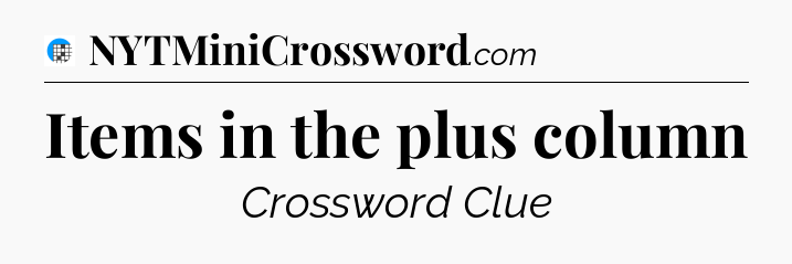 Items in the plus column Crossword Clue