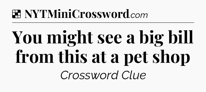 Solution: You might see a big bill from this at a pet shop - NYT Crossword