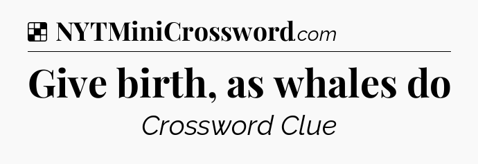 Solution: Give birth, as whales do - NYT Crossword