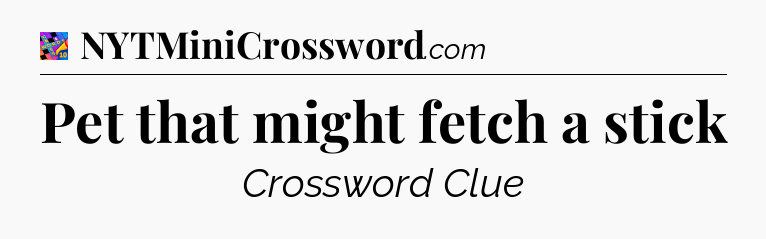 Pet that might fetch a stick Crossword Clue