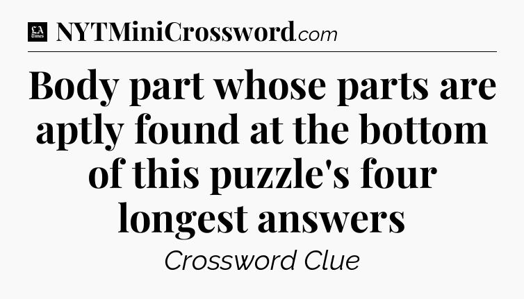 Body part whose parts are aptly found at the bottom of this puzzle's four longest answers - LA Times Crossword
