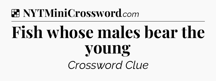 Solution: Fish whose males bear the young - NYT Crossword