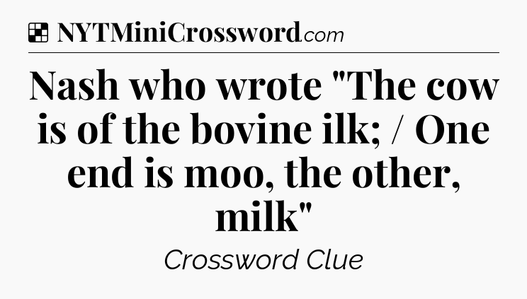 Solution: Nash who wrote 