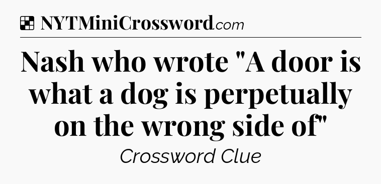 Solution: Nash who wrote 
