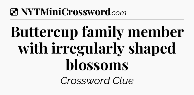 Solution: Buttercup family member with irregularly shaped blossoms - NYT Crossword