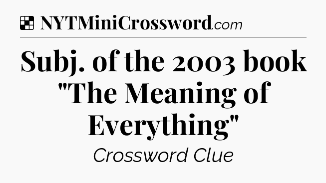 Solution: Subj. of the 2003 book 