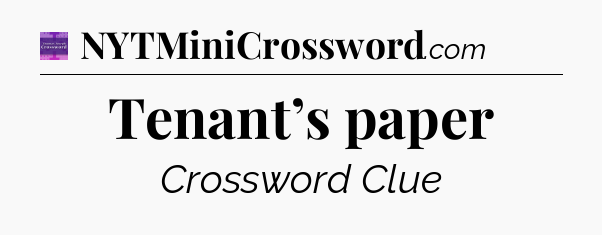 Tenant’s paper - Thomas Joseph Crossword