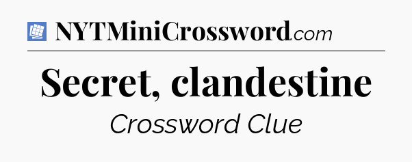 Secret, clandestine Puzzle Page Crossword Clue