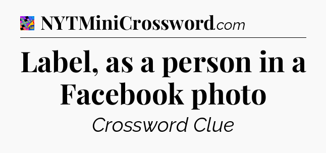 Label, as a person in a Facebook photo Crossword Clue