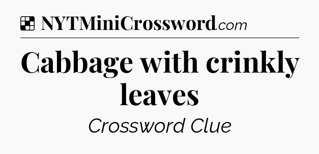 Solution: Cabbage with crinkly leaves - NYT Crossword