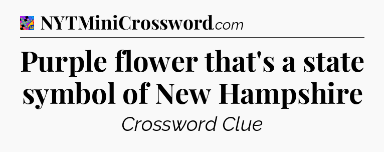 Purple flower that's a state symbol of New Hampshire Crossword Clue