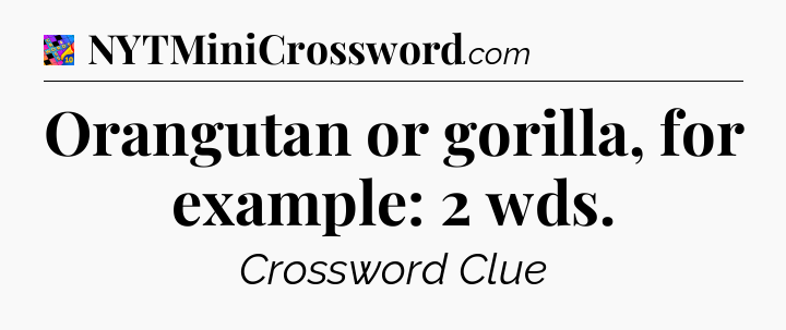 Orangutan or gorilla, for example: 2 wds Crossword Clue