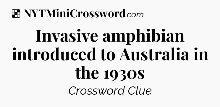 Solution: Invasive amphibian introduced to Australia in the 1930s - NYT Crossword