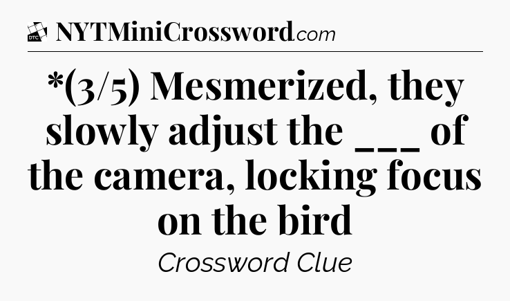 *(3/5) Mesmerized, they slowly adjust the ___ of the camera, locking focus on the bird - Daily Themed Classic Crossword