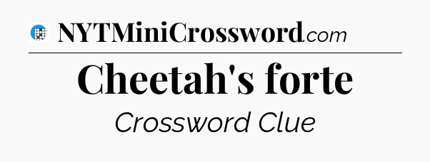 Cheetah's forte Crossword Clue