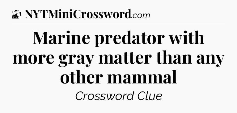 Marine predator with more gray matter than any other mammal - Daily Themed Classic Crossword