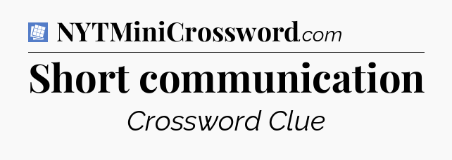 Short communication Puzzle Page Crossword Clue