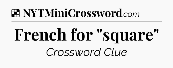 Solution: French for 