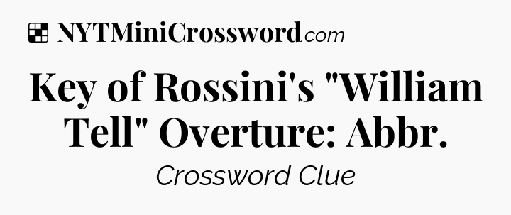 Solution: Key of Rossini's 