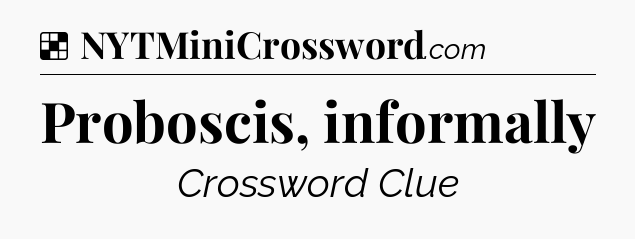 Solution: Proboscis, informally - NYT Crossword