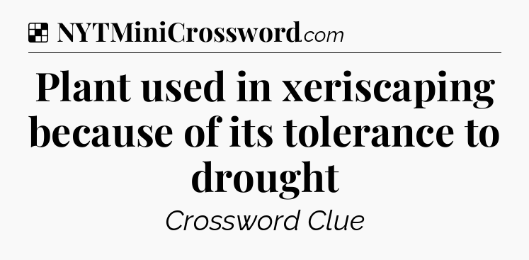 Solution: Plant used in xeriscaping because of its tolerance to drought - NYT Crossword