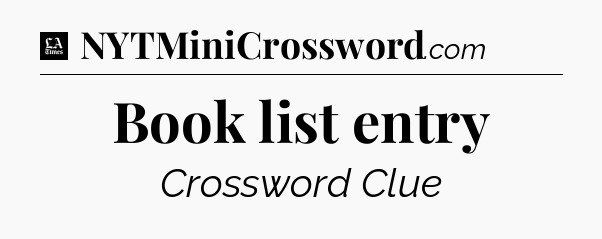 Book list entry - LA Times Crossword
