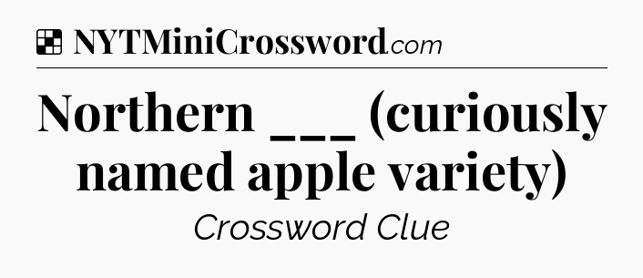 Solution: Northern ___ (curiously named apple variety) - NYT Crossword