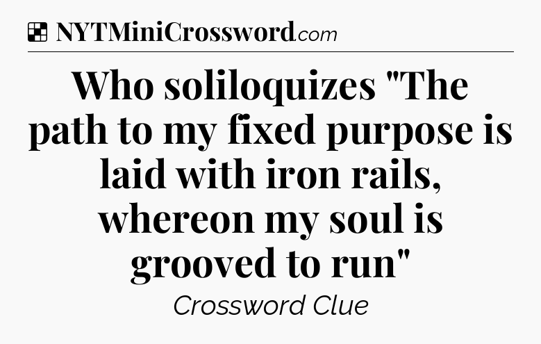 Solution: Who soliloquizes 