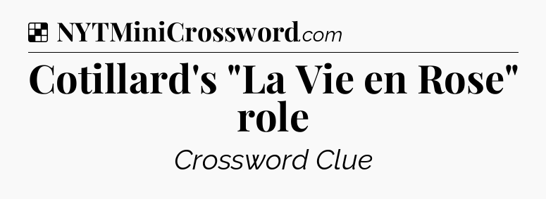 Solution: Cotillard's 