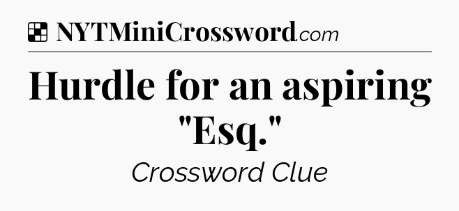 Solution: Hurdle for an aspiring 