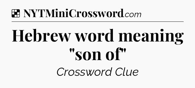 Solution: Hebrew word meaning 