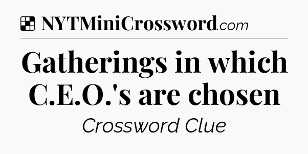 Solution: Gatherings in which C.E.O.'s are chosen - NYT Crossword