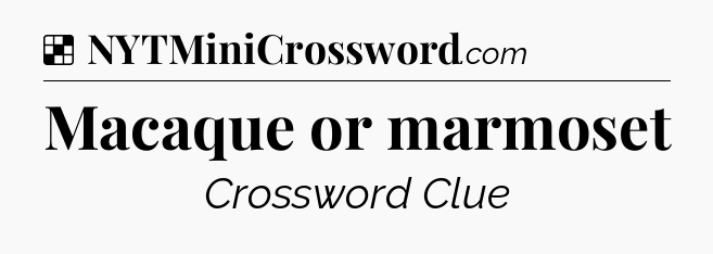 Solution: Macaque or marmoset - NYT Crossword
