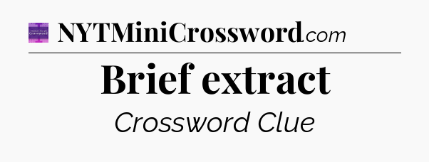 Brief extract - Thomas Joseph Crossword