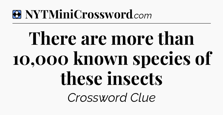 Solution: There are more than 10,000 known species of these insects - NYT Mini Crossword