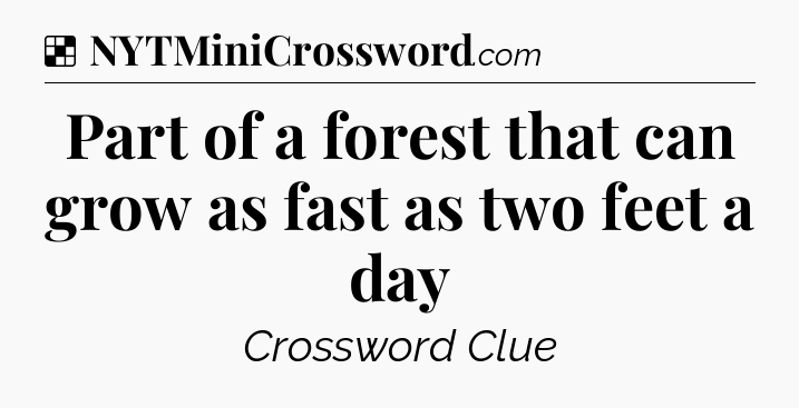 Solution: Part of a forest that can grow as fast as two feet a day - NYT Crossword