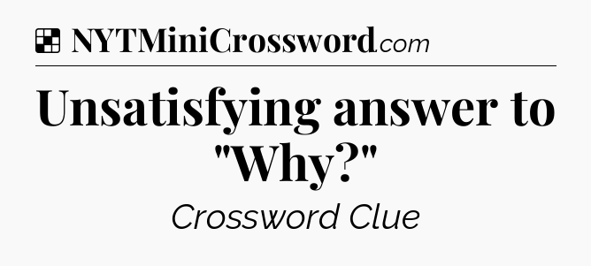 Solution: Unsatisfying answer to 