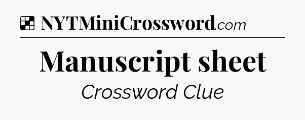 Solution: Manuscript sheet - NYT Crossword