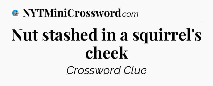Nut stashed in a squirrel's cheek Crossword Clue