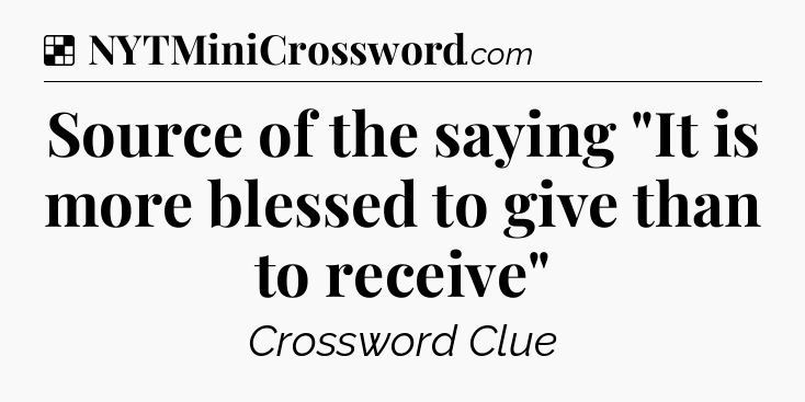 Solution: Source of the saying 