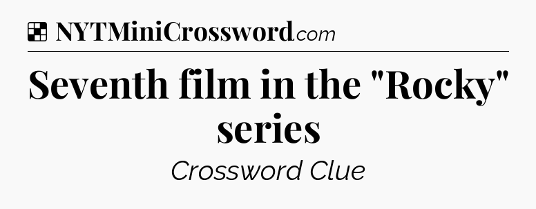 Solution: Seventh film in the 