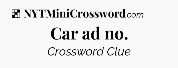 Solution: Car ad no - NYT Crossword